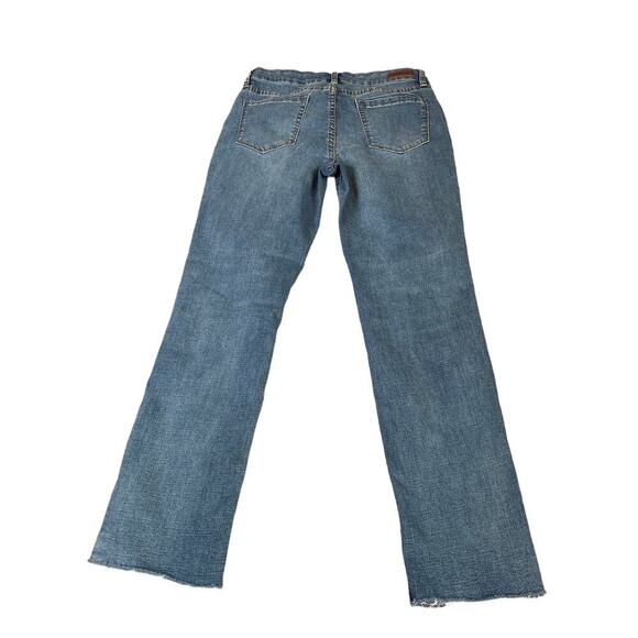 Blank NYC jeans two tone denim 70's front hem slit frayed bottom cropped SZ 28" - Picture 3 of 8